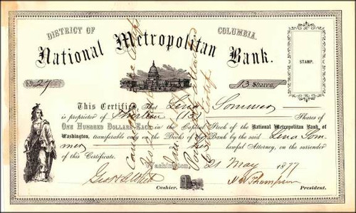 National Metropolitan Bank 1877 - District of Columbia