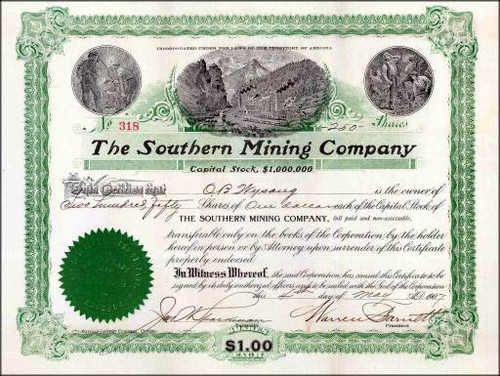 Southern Mining Company 1907 - Territory of Arizona