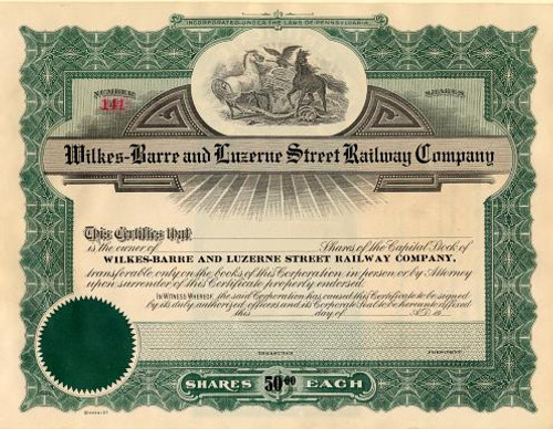 Wilkes-Barre and Luzerne Street Railway Company - Pennsylvania 1900's