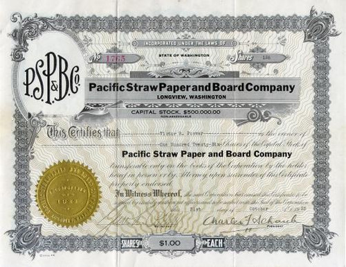 Pacific Straw Paper and Board Company signed Charles F. Schuab