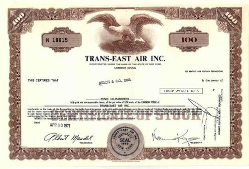 Trans-East Air Incorporated 1971