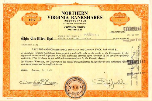Northern Virginia Bankshares, Inc. - Virginia 1972