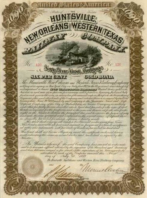 Huntsville, New Orleans and Western Texas Railway Company 1882
