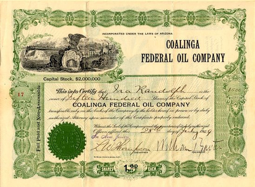 Coalinga Federal Oil Company - Arizona 1909
