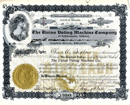 Union Voting Machine Company - Indianapolis, Indiana 1899