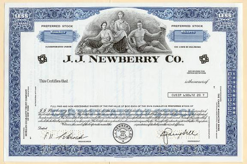 J. J. Newberry Co. Specimen - Delaware J. J. Newberry Co. Specimen - Delaware