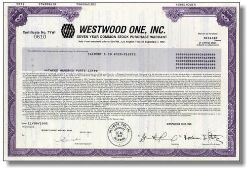 Westwood One, Inc Radio Network 1990's