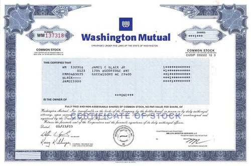 Washington Mutual  (Largest bank failure in American financial history) - Washington