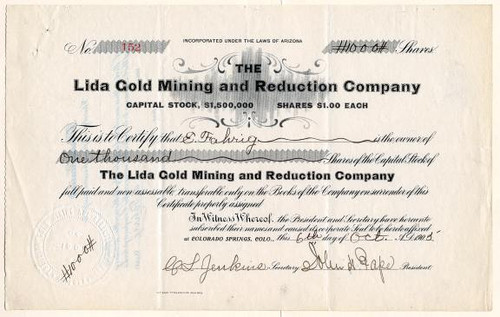Lida Gold Mining and Reduction Company - Lida District, Nevada - Organized in Colorado 1905