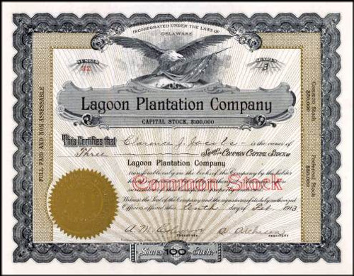 Lagoon Plantation Company 1913