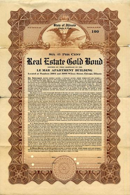 State of Illinois Real Estate Gold Bond - Illinois 1915