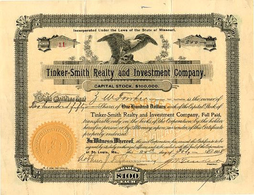 Tinker-Smith Realty and Investment Company - Missouri 1908