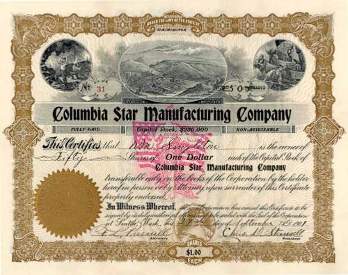 Columbia Star Manufacturing Company 1901 - Washington