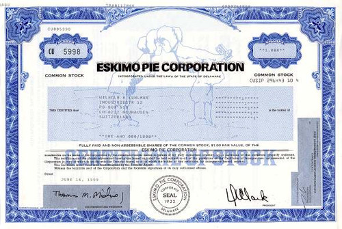 Eskimo Pie Corporation - Delaware 1999 ( Now CoolBrands )