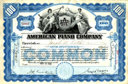 American Piano Company - New Jersey 1930