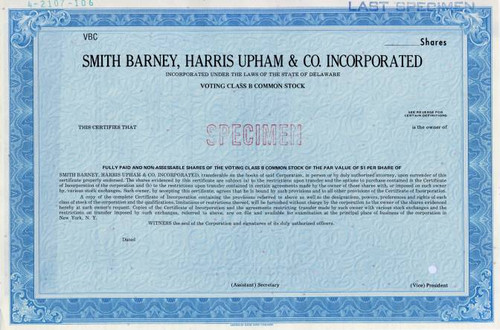 Smith Barney, Harris Upham & Co., Inc. - Delaware