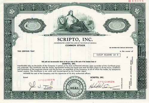 Scripto, Inc. - ( Scripto Inc., was one the largest makers of writing instruments ) Georgia