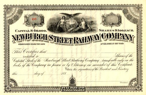 Newburgh Street Railway Company - New York  1880's