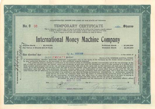 International Money Machine Company 1920