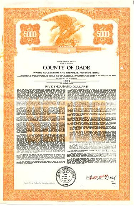 County of Dade-Waste Collection and Disposal Revenue Bond - Florida 1967
