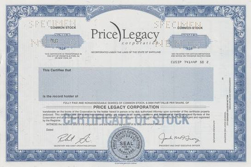 Price Legacy Corporation - Maryland