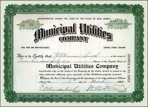 Municipal Utilities Company - 1914
