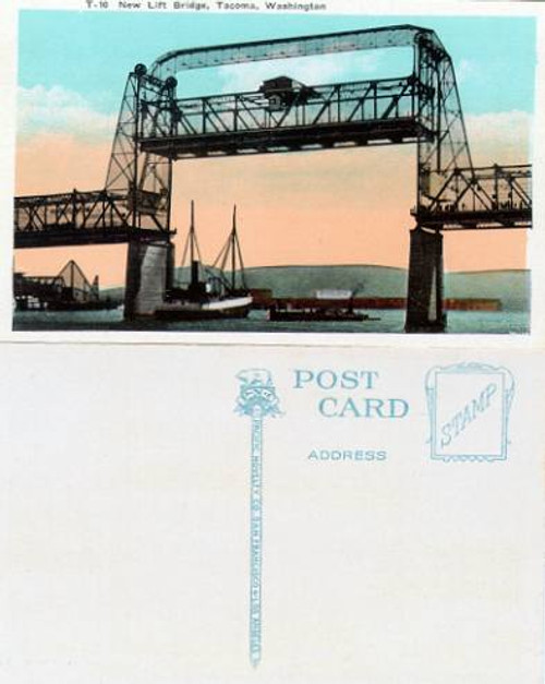 Postcard from the Lift Bridge in Tacoma, Washington 1920's