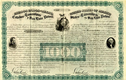 United States of Mexico (George Washington and Abraham Lincoln Vignettes) - 1865 - We want to buy Republic of Mexico Bonds - Sold Out