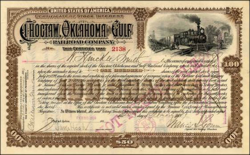 Choctaw, Oklahoma and Gulf Railroad Company 1890's