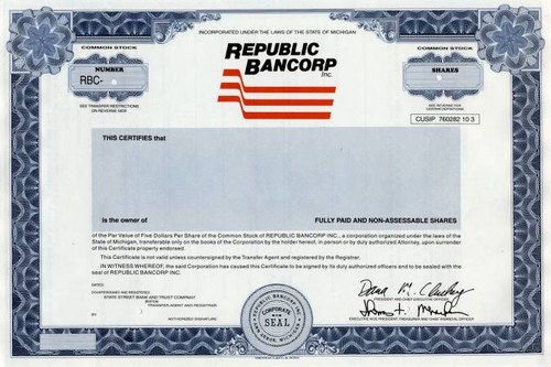 Republic Bancorp, Inc. (Now Citizens Republic Bancorp )  - Michigan