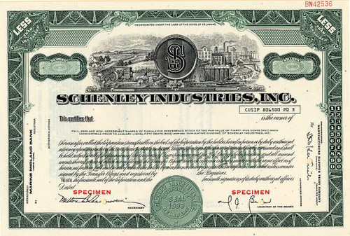 Schenley Industries, Inc. (Famous Whiskey Distiller)  - Delaware