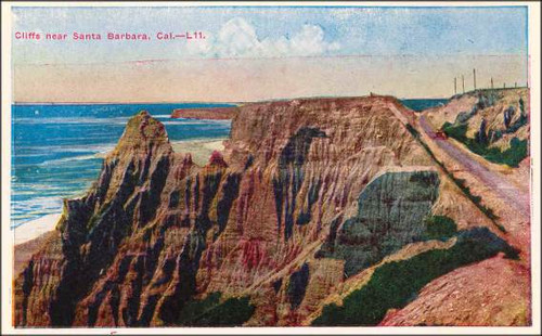 Cliffs near Santa Barbara, Cal. Postcard