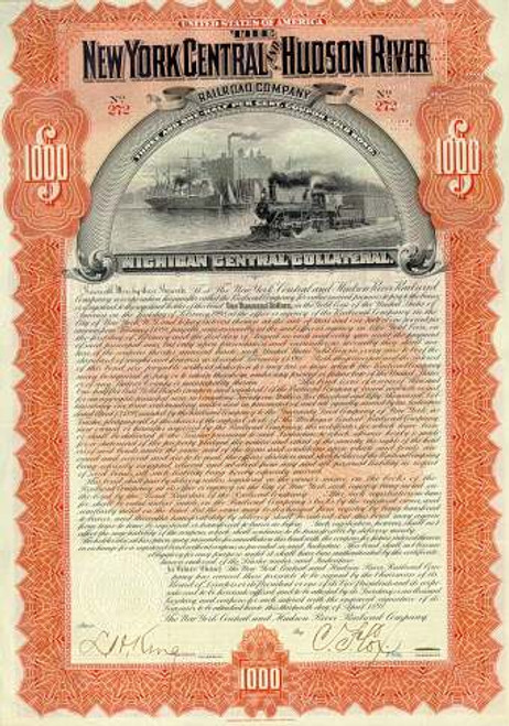 New York Central and Hudson River Railroad Company Gold Bond 1898