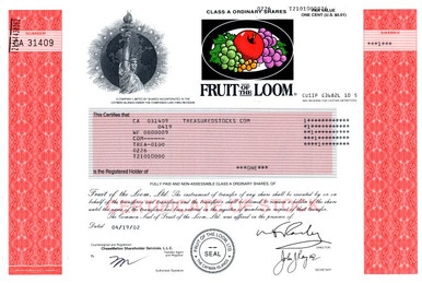 Fruit of the Loom Inc 廃棄株券 レア