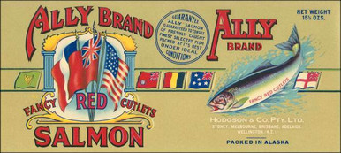 Ally Brand Fancy Red Cutlets Salmon Label - Scripophily.com | Collect ...