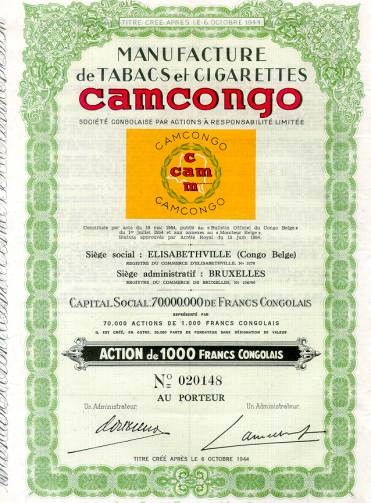Manufacture de Tabacs et Cigarettes Camcongo - (Cigarette Maker during  WWII)