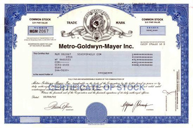 MGM - Metro-Goldwyn-Mayer Inc. - Scripophily.com | Collect