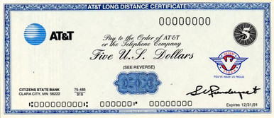AT&T Long Distance Certificate with Desert Storm Logo - Scripophily.com ...