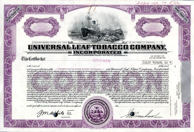 universal tobacco company Universal Leaf Tobacco Company Specimen (Now Universal Corporation)