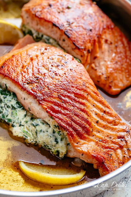 Creamy Spinach Stuffed Salmon