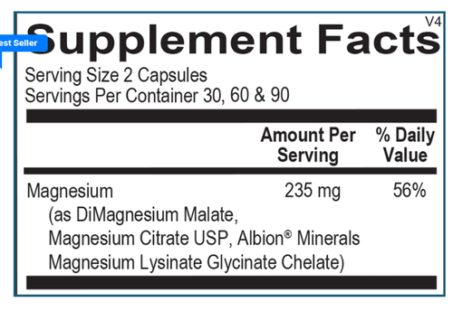 Ortho Molecular Reacted Magnesium 180 count (back)