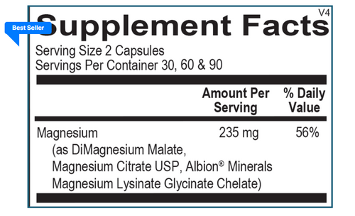 Ortho Molecular Reacted Magnesium 120 capsules (back)