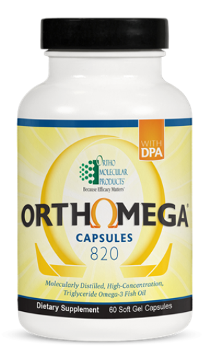 Ortho Molecular Orthomega fish oil 60 capsules (front)