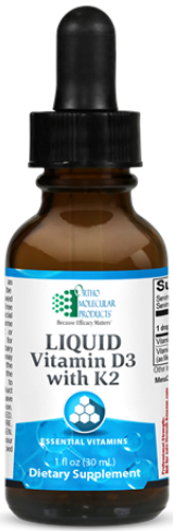 Ortho Molecular Liquid Vitamin D3 with K2 30ml (front)
