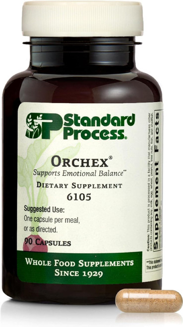 Standard Process Orchex - Whole Food Nervous System Supplements, Cholesterol, Mental Clarity and Emotional Support with Soy Protein, Ascorbic Acid, Calcium Lactate, Wheat Germ, and More - 90 Capsules
