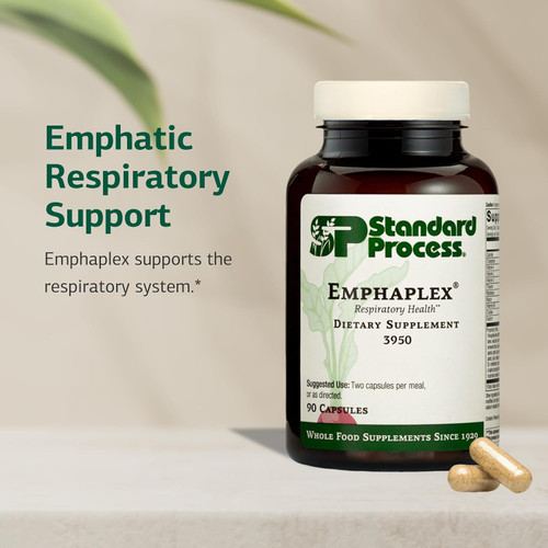 Standard Process Emphaplex - Whole Food Lungs Supplement - Lung Support Supplement, Respiratory Support, and Nervous System Supplements with Thiamin, Riboflavin, Choline, and More - 90 Capsules