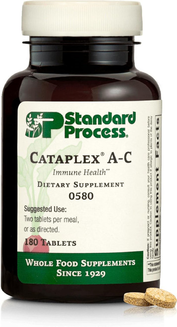 Standard Process Cataplex A-C - Whole-Food Immune Support with Antioxidant Vitamin C, Vitamin A, Magnesium Citrate, Nutritional Support, Sunflower Lecithin, Buckwheat, Oat Flour - 180 Tablets