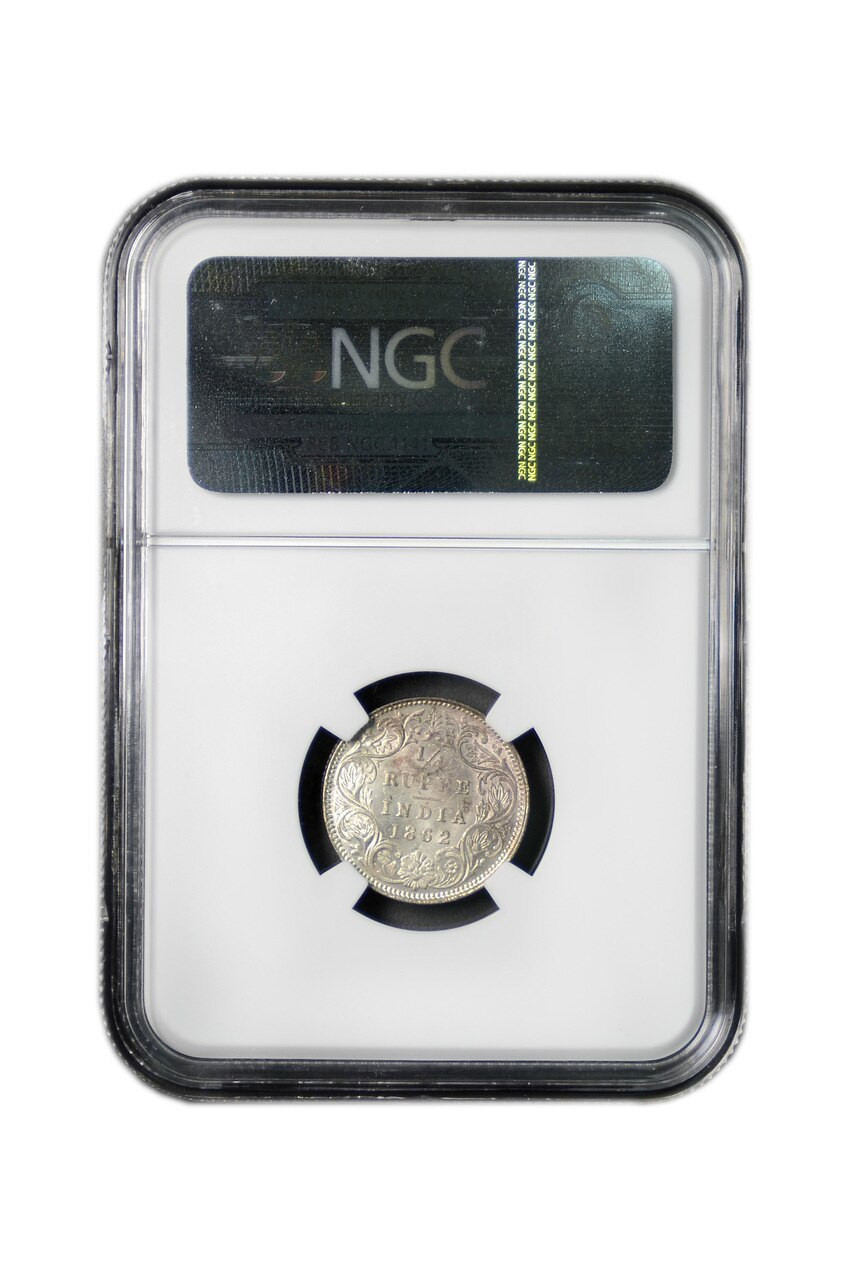 British-India 1862 (C) 1862 Silver 1/4 Rupee NGC Graded MS-63