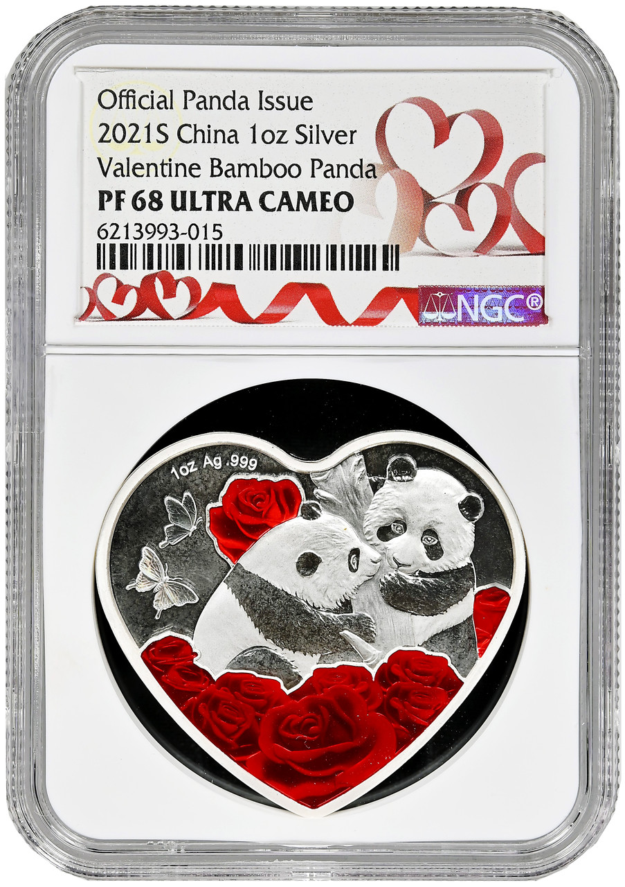 2021年のパンダ銀貨  China 30g 99.9 Silver China 2021 Panda 1 oz Silver Proof Commemorative - Heart Shape