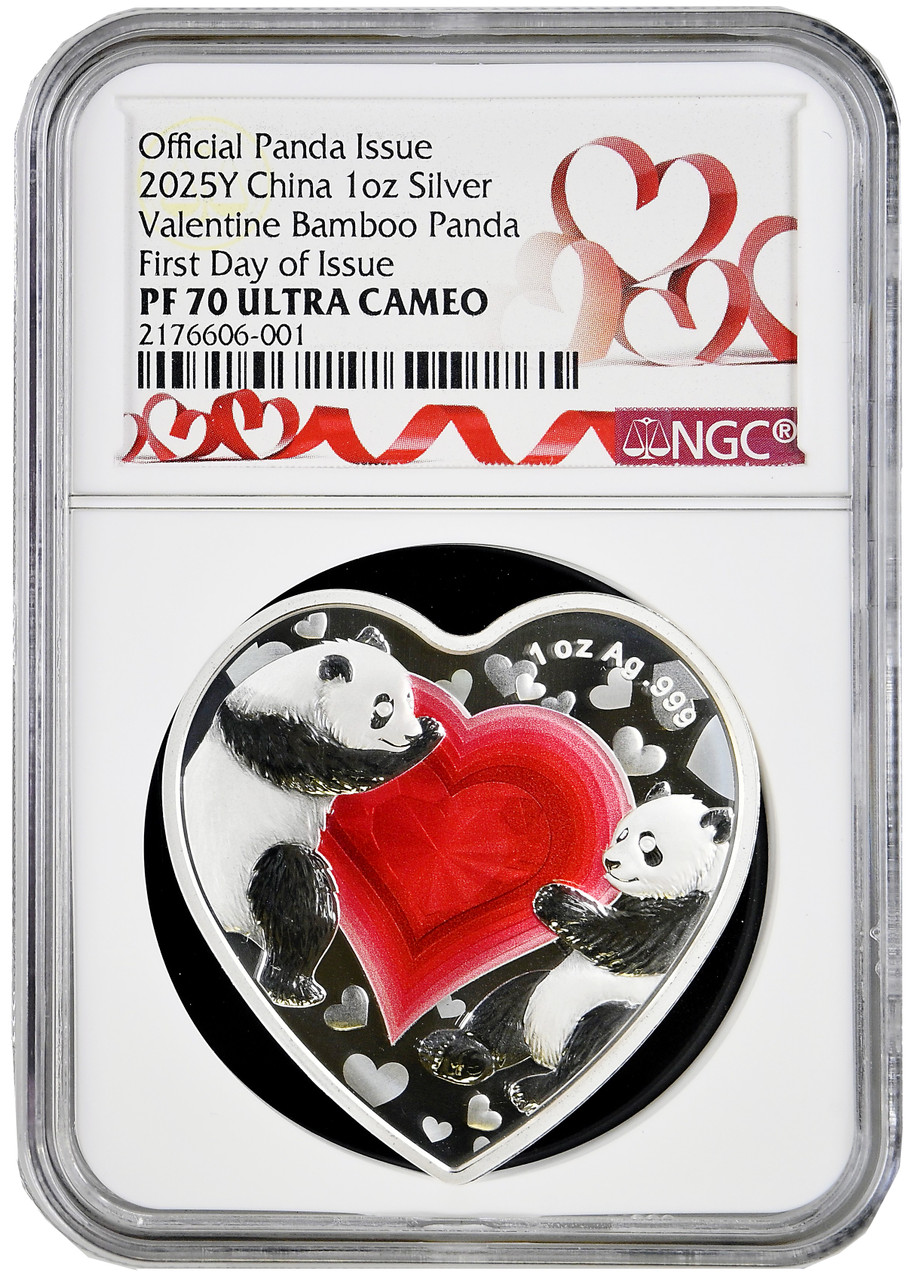 China 2025 Panda 1 oz Silver Proof Commemorative - Heart Sharp